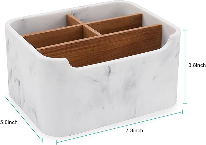 SZYRL Desk Organizers, Marble Remote Holders for Table, Modern Office Controller Pen Phone Holder Organizer, Stylish Caddy and Storage Accessories for Bedside Nightstand Desktop Coffee Table