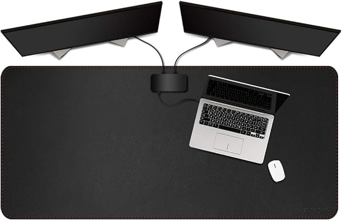 ZORESYN Large Mouse Pad (47.2" x 23.6") - PU Leather Extended Gaming Mousepad Desk Mat - Nonslip Base and Waterproof Desktop Keyboard Extended Mouse Mat (Black)