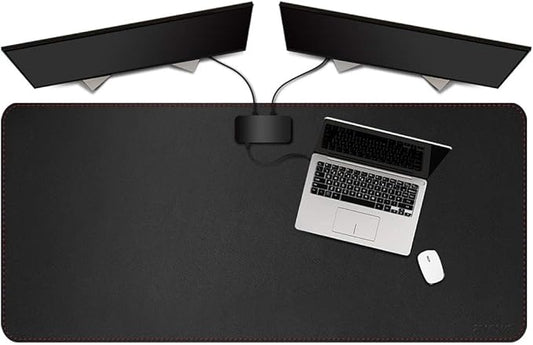 ZORESYN Large Mouse Pad (47.2" x 23.6") - PU Leather Extended Gaming Mousepad Desk Mat - Nonslip Base and Waterproof Desktop Keyboard Extended Mouse Mat (Black)