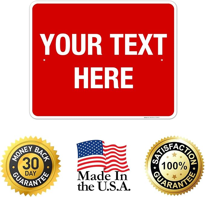 Personalized Custom Red Background Customize for Office, Business, Workplace, Home, Airbnb, Delivery Sign, 24x30 Inches, Rust Free .063 Aluminum, Fade Resistant, Made in USA by Sigo Signs
