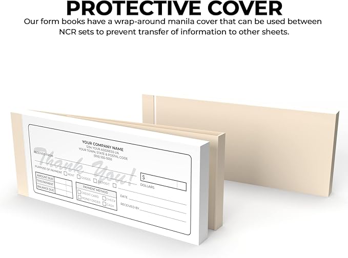 Custom 2.83" x 7" Carbonless NCR Books in 3-Part Triplicate Invoices, Receipts, Work Orders, Sales Orders, Purchase Orders, Estimates, Quote Forms with Your Company/Business Name (99 Sets)