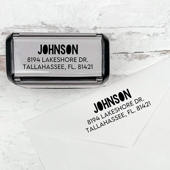 Self Inking Modern Address Stamps | Custom Return Address Stamper (Colorblock, Xtra Wide)