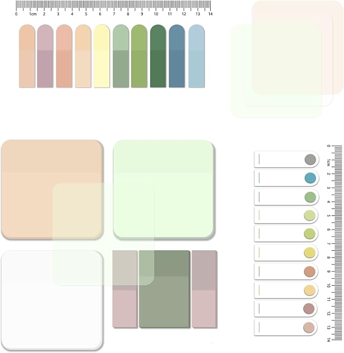 BAYTORY 700 Sheets Pastel Transparent Sticky Notes, Clear Waterproof 3 x 3 inch See Through Memo Pad, Self-Adhesive Translucent Writable Index Tabs for Annotating Books, Study Stationary Supplies
