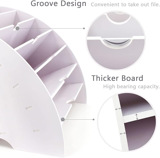 SONGWAY Fan Shaped Desk File Organizer - 6 Compartments File Holder for Desktop, Magazine Rack, Mail Holder, File Sorter, Paper Organizer for Home Office Classroom, White