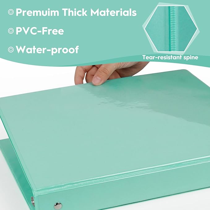 CIXILDTS 1-Inch Round Ring Binders, Standard 3 Ring Binder Fit Letter Size Paper, Presentation View Binders, 6 Packs, Assorted