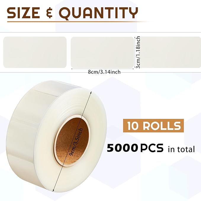 Zonon 750 Pcs Clear Labels Label Protector Clear Stickers Wafer Seals Waterproof Labels for Protecting Barcodes, Numbers and Stickers (3.15x1.18 Inch,Rectangle)