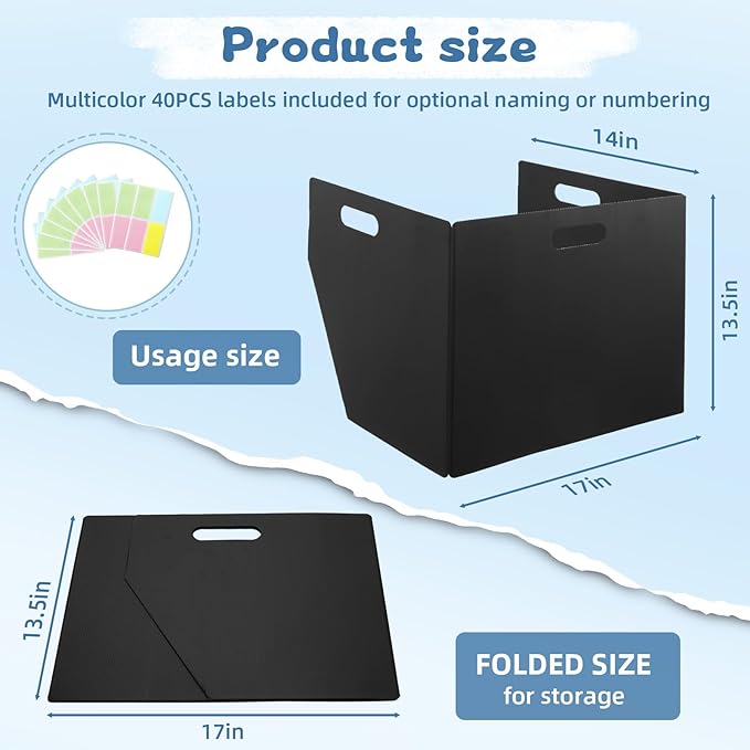 24-Pack Plastic Desk Dividers for Students, Privacy Folders for Students - Durable & Easy-to-Clean Privacy Panels with 40 Labels & Light Holes, Testing Dividers for Classroom - Classroom Must-Haves