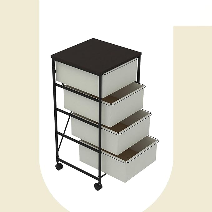 CASUNER Small Cabinet with Drawers Rolling 4 Drawer Mobile File Cabinet for Home Office Storage and Organization, Fabric Vertical Under Desk Storage for A4/Letter Files(