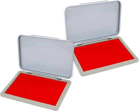 2 Pack Metal Case Stamp Pad Medium Size, Red Color - Size: 3" x 4" - Choose from 15 Ink Colors