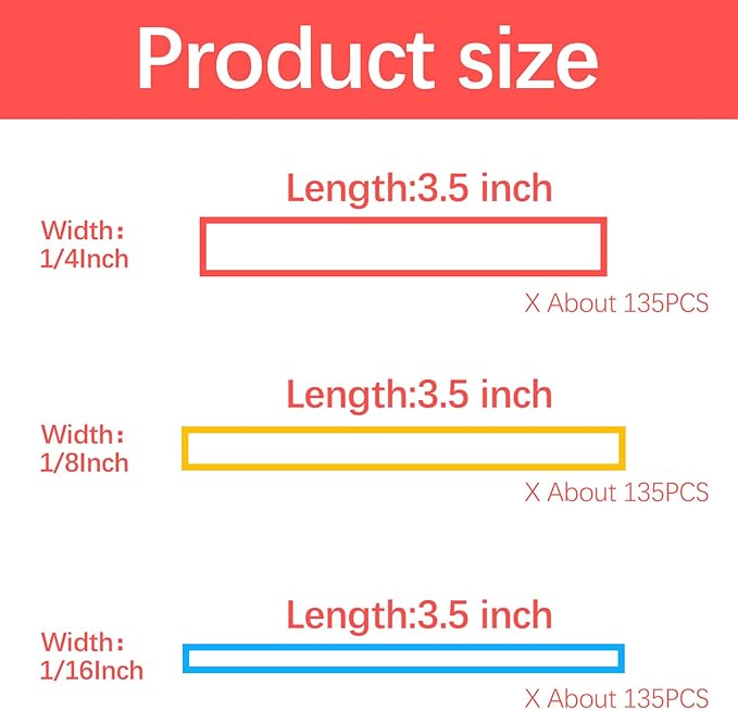 405 pcs assorted size rubber bands 0.68lbs Elastic colored rubber bands for office supplies rubberbands bulk mix colors and size with bag,Red (3-1/2 x 1/4 inches), Yellow (3-1/2 x 1/8 inches),Blue (3-1/2 x 1/16 inches)
