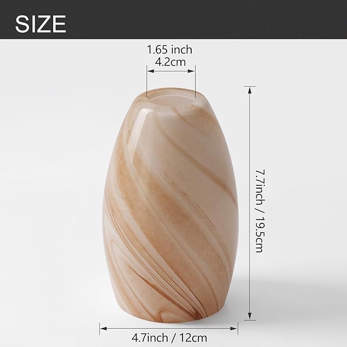 Fixture Replacement Globe Shade,Lampshade for E26 Base 1-5/8 Inch Fitter, Color Art Glass Oval Lampshade Cover for Pendant Kitchen Wall Sconce Chandelier Vanity Light (1, Brown and White)