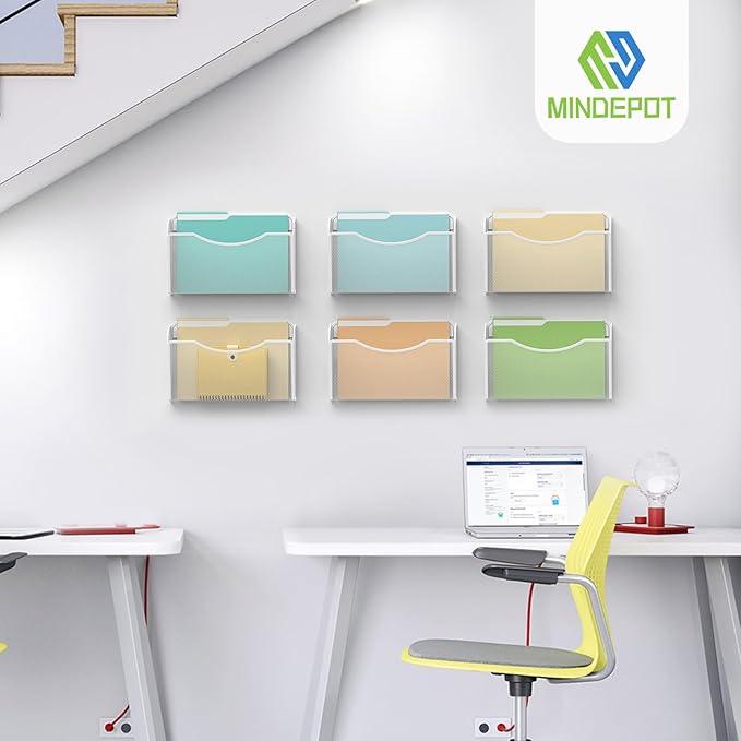 MINDEPOT Wall File Organizer,Hanging Wall Mounted File Folder Binder Holder Mail Organizer for Office,Home and School Supplies