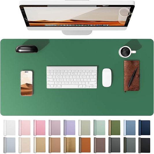 YSAGi Leather Desk Pad Protector, Office Desk Mat, Large Mouse Pad, Non-Slip PU Leather Desk Blotter, Laptop Desk Pad, Waterproof Desk Writing Pad for Office and Home (Jade Green, 35.4" x 17")