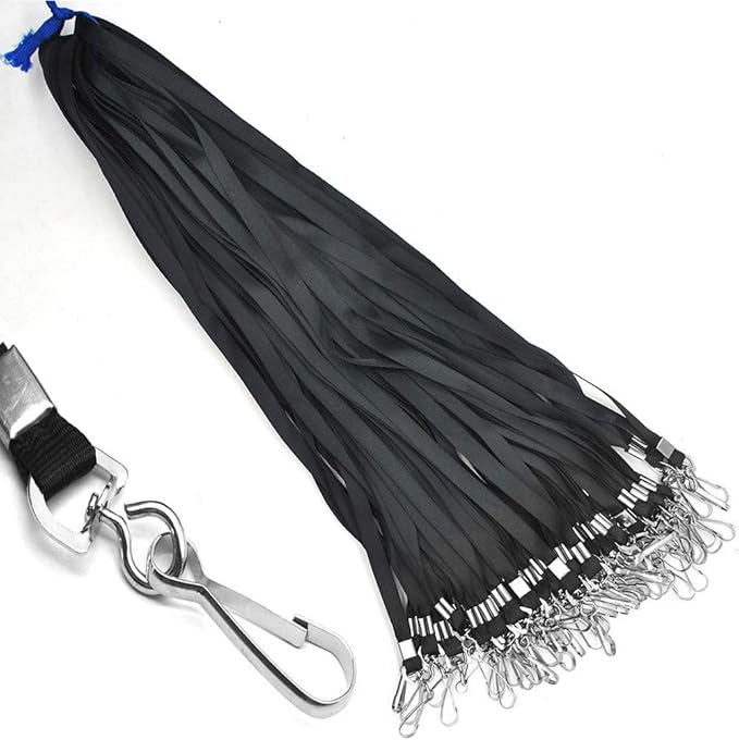 Beebel Blue Lanyards 100 Pcs Lanyard for Id Badges Flat Lanyard with Badge Clip with J-Hook