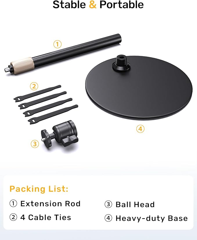 Webcam Tripod Stand for Desk Height Adjustable & 360° Swivel Webcam Mount Compatible with Logitech Webcam C922 C930e C920S C920 C615 C960 NexiGo N60 and BRIO and Other Devices with 1/4" Thread