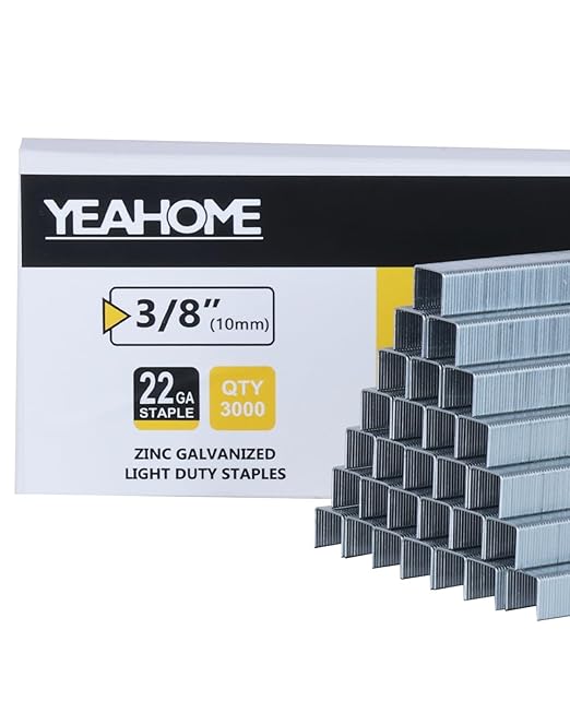 YEAHOME Light Duty Staples for Staple Gun, 3000 Counts 3/8-Inch JT21 Staples Standard Refill for Stapler, Suit for Upholstery, Crafts, General Repairs