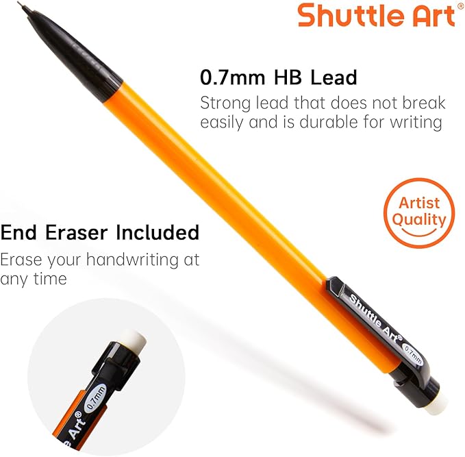Shuttle Art Mechanical Pencils, 162 Pack Bulk Mechanical Pencils 0.7mm Medium Point, HB #2 Lead Pencils, Assorted Barrels, Office School Supplies