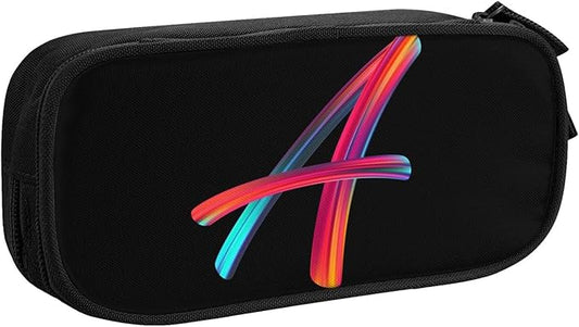 Pazacon Cute Initial Pencil Case for Kids Students, Large Capacity Pencil Pouch for Boys Girls, Letter Design Pencil Box Pen Bag Office Stationery Organizer, Rainbow Letter A