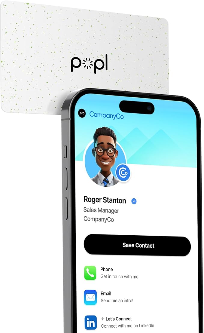 Popl Smart NFC Business Card - Sleek Modern Digital Business Card w/Instant App-Free Sharing - Customizable NFC Cards Compatible w/iPhone & Android (100% Recycled)