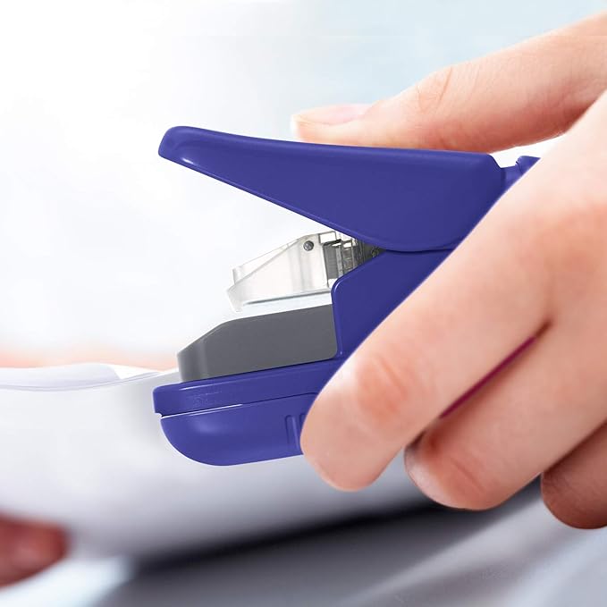 Plus Paper Clinch Compact Staple-Free Stapler, Blue