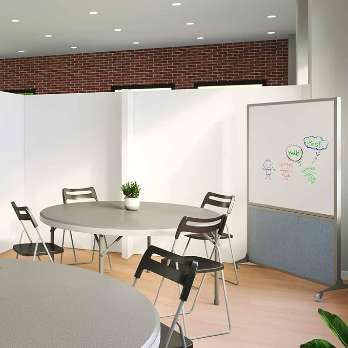 DivideWrite Mobile Whiteboard | Double Sided Dry Erase Board | Portable Office Cubicle Partition | Display for Classrooms, Conference Rooms, Meeting Areas and More | Royal Blue 6' Wide X 6' Tall