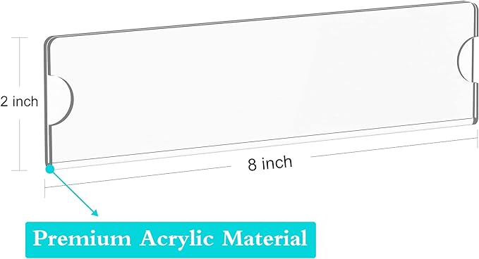 Richboom Acrylic Wall Name Plate Holder, 2x8 Inch, 60 Pack Clear Acrylic Sign Holder Frame with Adhesive Tapes, Door Plates for Home, Office, Classroom
