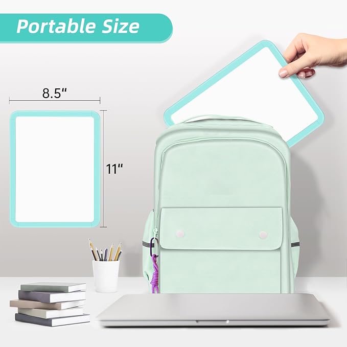 VUSIGN Small White Board Dry Erase, 8.5'' x 11'' Magnetic Dry Erase Board, Mini Whiteboard with Markers for Students, Fridge, Wall, Locker, Green