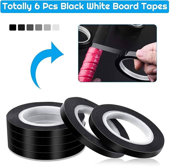 Audab 6 Rolls 1/4 Pinstripe Tape Vinyl Chart /White Board Tape Lines Dry Erase Whiteboard Thin Tape Pinstriping Graphic Grid Marking Tape