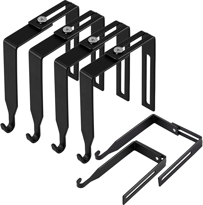 Amylove 4 Pcs Adjustable Cubicle Hanger Universal Partition Metal Cubicle Hooks Door Hanger, Adjusted to Fit Panels with 1 3/8 Inch to 3 1/2 Inch Thickness for Office Whiteboard (Black)