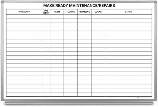 Make Ready Maintenance/Repairs Whiteboard - 36" x 24"