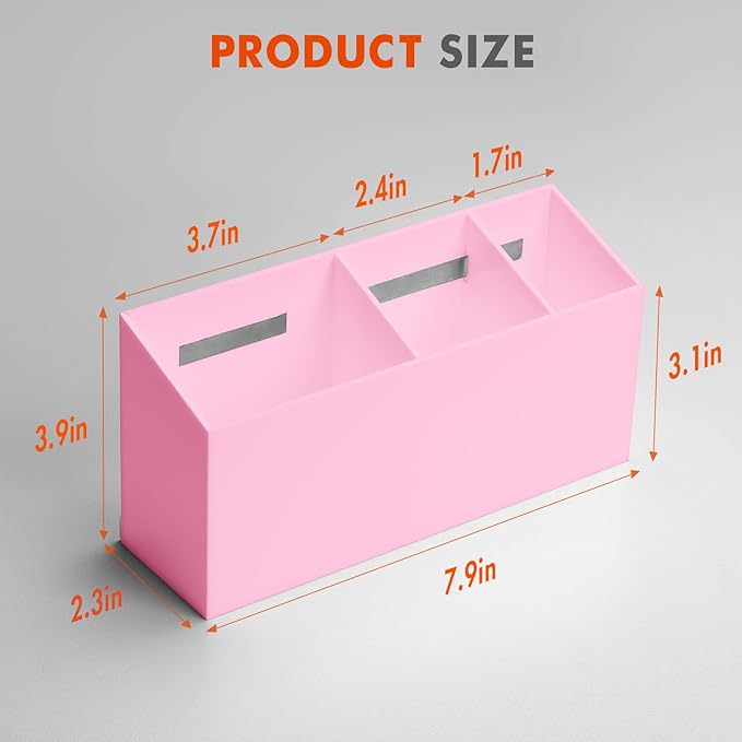 Banafich Magnetic Dry Erase Marker Holder, Acrylic Magnet Pen Holder for Whiteboard, Refrigerator, Magnetic Fridge Organizer for Office, Classroom, Whiteboard Maker Holder, Locker Organizer-Pink