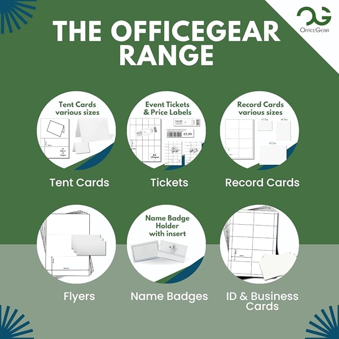 OfficeGear Shelf Edge Barcode Price Ticket Labels 21-up [25 Sheets - 525 Pack] 38x70mm Custom Printable A4 120gsm Card Micro-Perforated Non-Adhesive Merchandise Tag Includes Design Template