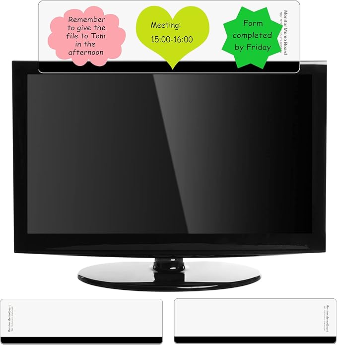 Zonon 2 Pieces Computer Monitor Notes Screen Monitor Memo Board Sticky Note Holder Message Board Computer Side Panel for Office Home Desktop Left and Right