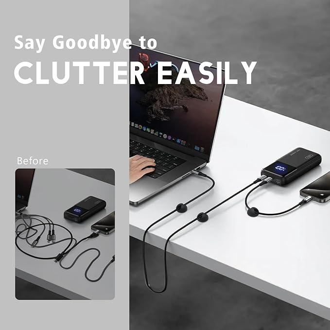 SmiLife Cable Clips Phone Cord Holder, Charger Cord Organizer, Cable Management Clips for Nightstand, Car, Office, Black 9 PCS