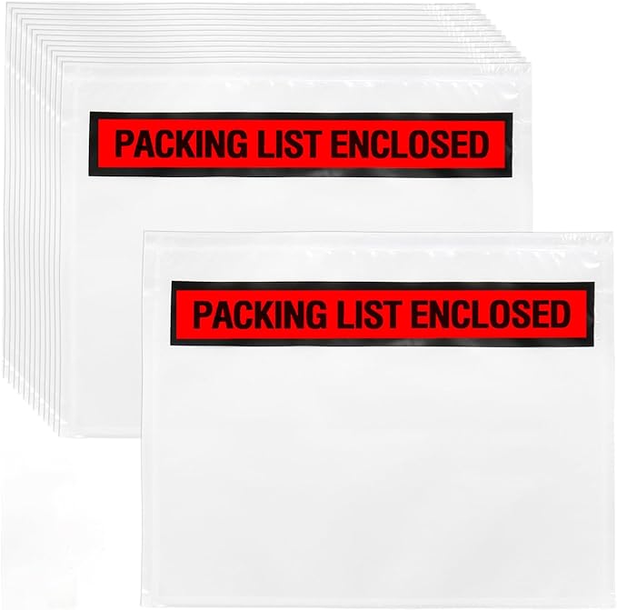Nicunom 500 Pack 7.5'' x 5.5'' Packing List Envelopes, Adhesive Shipping Label Sleeves Clear Packing Slip Pouches Top Loading Packing List Pouches for Mailing