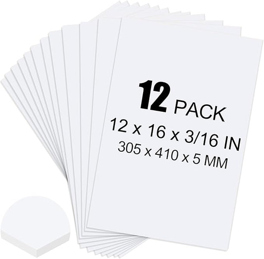 ToLanbbt 12 Pack White Foam Board, 12 x 16 x 3/16" Thick Foam Core Acid Free Poster Foamboard for Art Craft Projects, Painting, Displaying, Signage, Wedding, School
