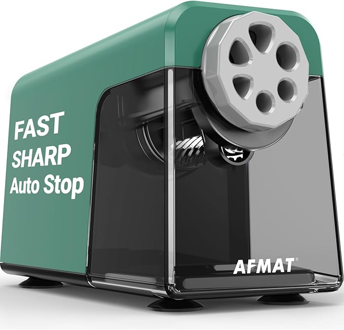 AFMAT Heavy Duty Electric Pencil Sharpener, 6 Holes, Auto Stop Pencil Sharpeners for 6-11mm Pencils, Classroom Electric Sharpener for Artists, 7000 Sharpenings, Save Pencils, PSX1