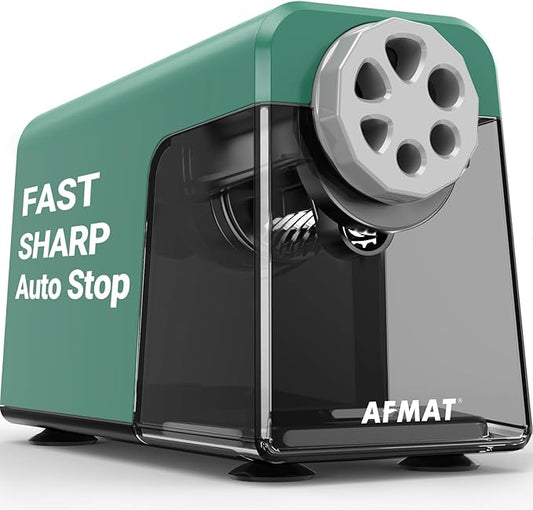 AFMAT Heavy Duty Electric Pencil Sharpener, 6 Holes, Auto Stop Pencil Sharpeners for 6-11mm Pencils, Classroom Electric Sharpener for Artists, 7000 Sharpenings, Save Pencils, PSX1