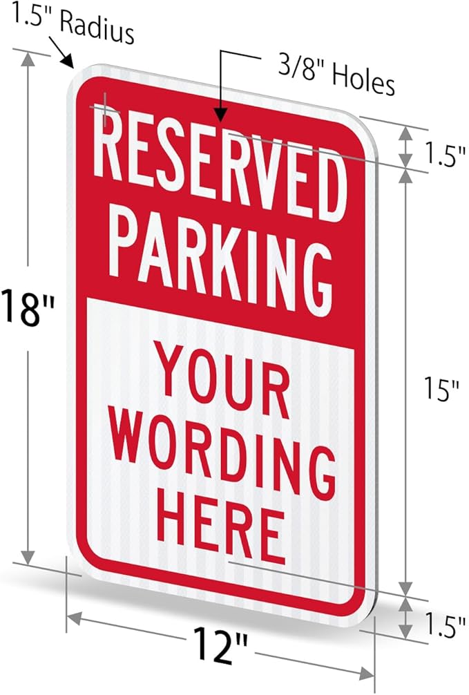 SmartSign "Reserved Parking - Add Your Wording Here" Custom Sign | 12" x 18" 3M Diamond Grade Reflective Aluminum, Made in USA