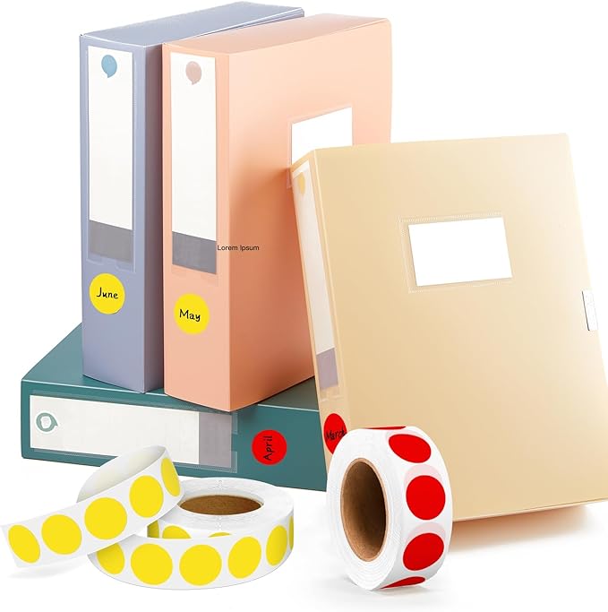 PARLAIM 2 Rolls 2000PCS 3/4" Round Circle Color-Code Dot Stickers,2 Color Style Colorful Coding Label Sticker for Home Office Classroom(Red+Yellow)