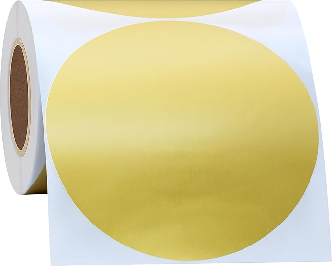 Hybsk Round Color Coding Circle Dots Labels Warehouse Inventory Organizer Stickers (4 inch, Gold)
