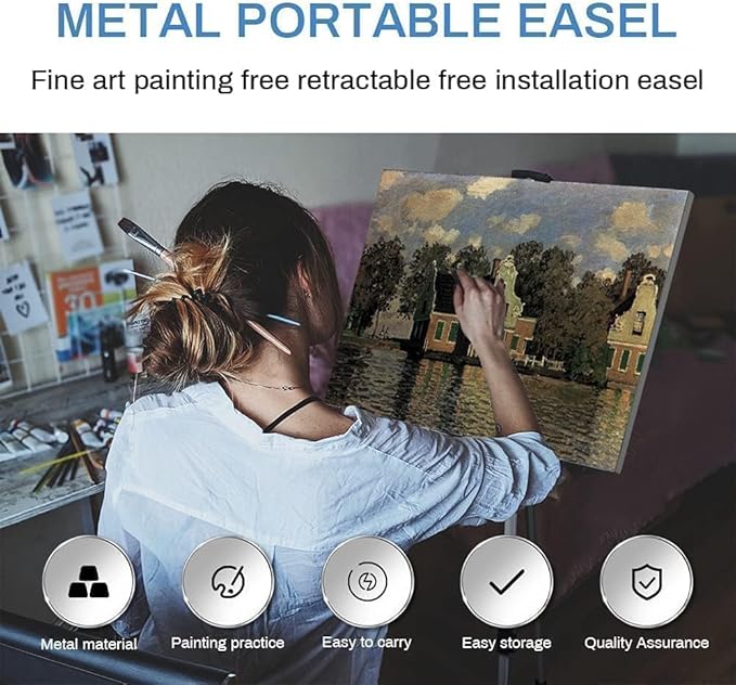 Art Easel Stand for Painting and Sign - RRFTOK Aluminum 66 Inch Metal Tripod Adjustable Portable Easels for Display - Canvas Stand for Floor Drawing - Gifts for Artists Woman or Teen Art Supplies