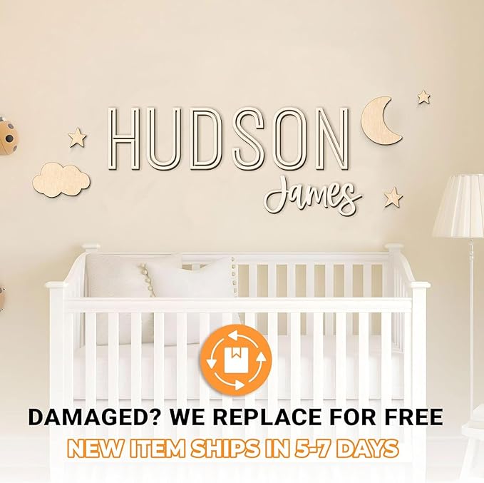 Personalized Nursery Name Sign - Custom Wooden Name Signs for Kids Room, Personalized Name Sign for Nursery - Perfect Baby Gift & Wall Name Decoration (NA31)