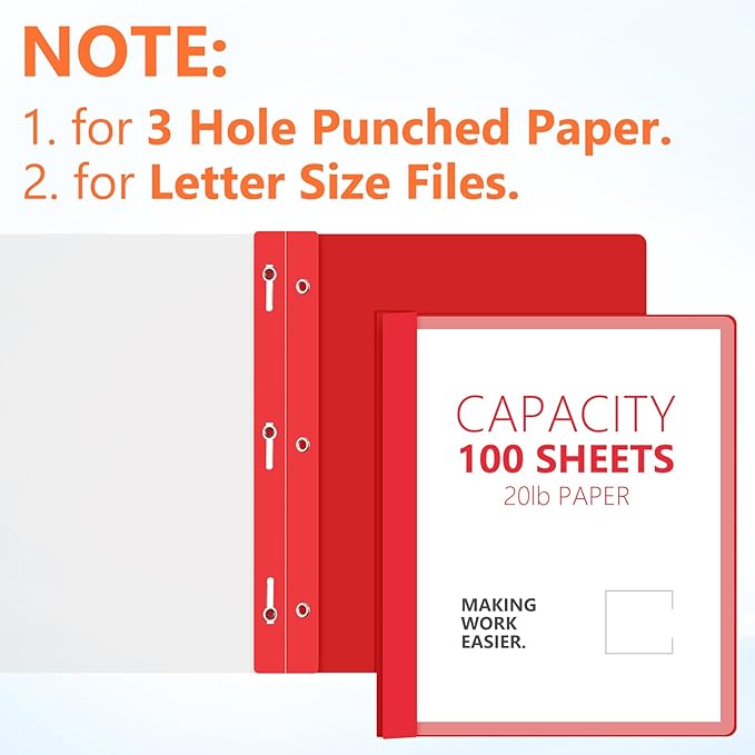 Feifeiya 48 Pack Plastic Report Covers with 3 Prongs Presentation Folders Bulk, 100 Sheet Capacity, Clear Front Report Covers for Presentation Document Paper School Office Supplies (Colorful)