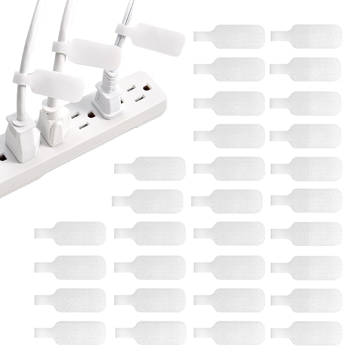 Wrap-It Storage Cable Labels - Medium, White (30-Pack) Write On Cord Labels, Wire Tags for Cable Management and Organizer for Electronics, Computers and More