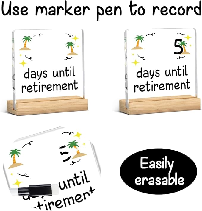 Retirement Countdown Calendar Funny Retirement Countdown Gifts for Coworker Manager Women Men Friend Employee Retire Office Desk Decor Acrylic Sign