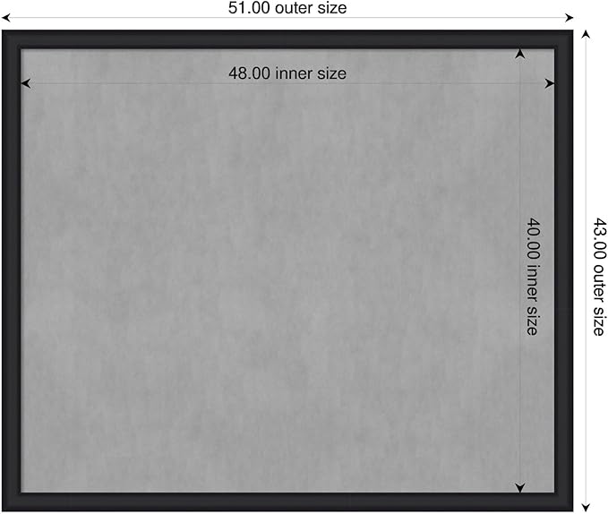 Amanti Art Black Framed Magnetic Board 43x51 Oversize Vision Board for use with Magnets, 100% Metal Sheet to Display Items as Office Decor or for Home Organization in mudroom, Kitchen or Kids Room