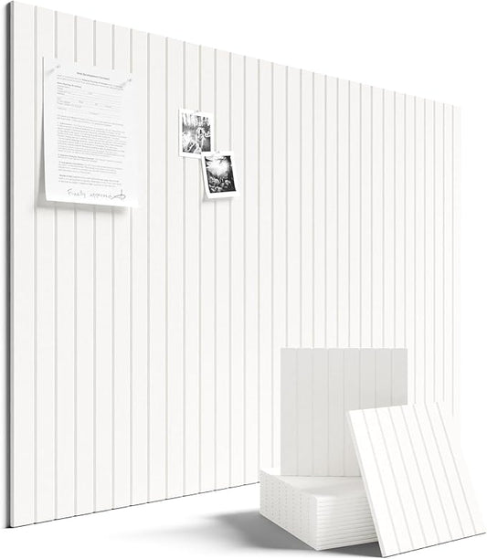 Fluxynara Large Felt Bulletin Board 48" x 36" Cork Board Alternative-12 Pack with 70 Safe Removable Adhesive Tabs, Cork Boards for Walls Cork Board for Home Office Classroom Pin Board (Milky White)