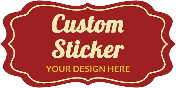 100-500 Pcs Custom Stickers Personalized Labels with Any Design Image Logo Text for Business Logo Thank You Labels,1/2/3/4 inch Customized Stickers(Fancy Frame-2)