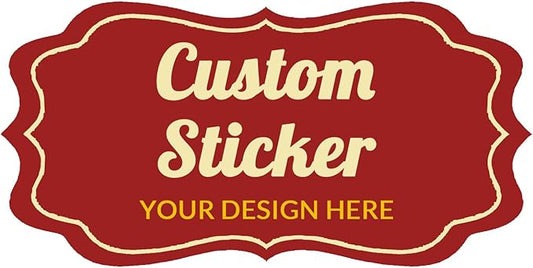 100-500 Pcs Custom Stickers Personalized Labels with Any Design Image Logo Text for Business Logo Thank You Labels,1/2/3/4 inch Customized Stickers(Fancy Frame-2)